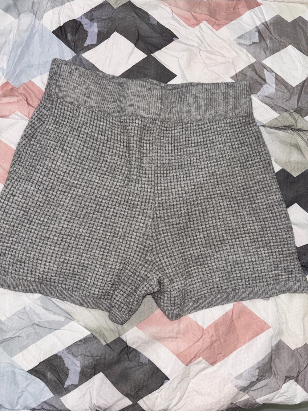 Cozy Knit High-Waist Gray Women’s Shorts